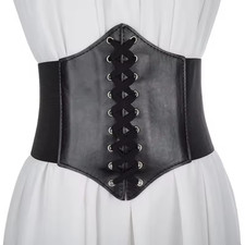 Women Corset Belt Elastic Wide Waist Cinch Lace Up Waspie Fashion Waist Belt