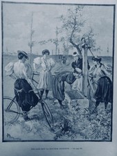 1897 UI BICICLETTA DONNA PAUSA FONTANA 1 GIORNALE