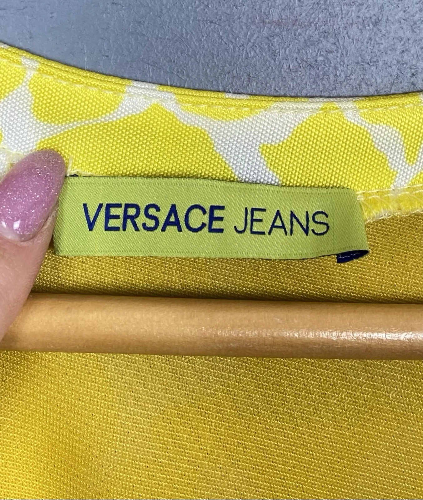 Versace Jeans Vestito Donna Taglia IT42 USA6 Giallo Viscosa Top Made in Italy