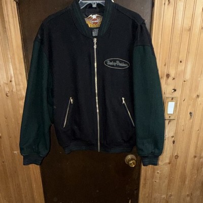 Harley-Davidson Jacket Black Green Motorcycle Graphic Embroidered Logo