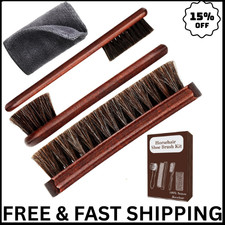 4-Piece 100 Horse Hair Shoe Brush Kit for Leather Care   Professional Dauber ...