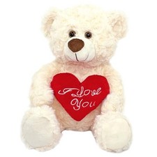 White Plush Teddy Bear with Red Heart I Love You 12  Cute Small Teddy Bear