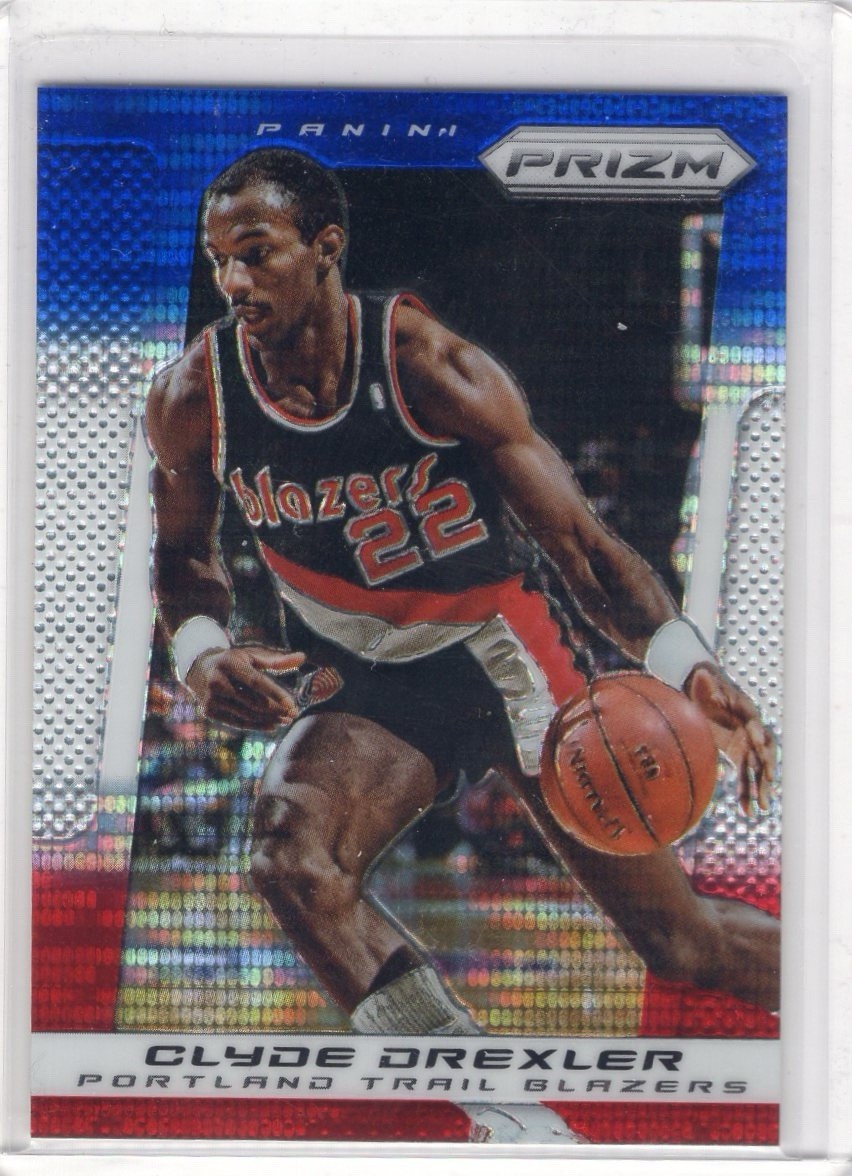 Clyde Drexler 2013-14 Panini Prizm Red White Blue Prizm #71 Trail Blazers HOF