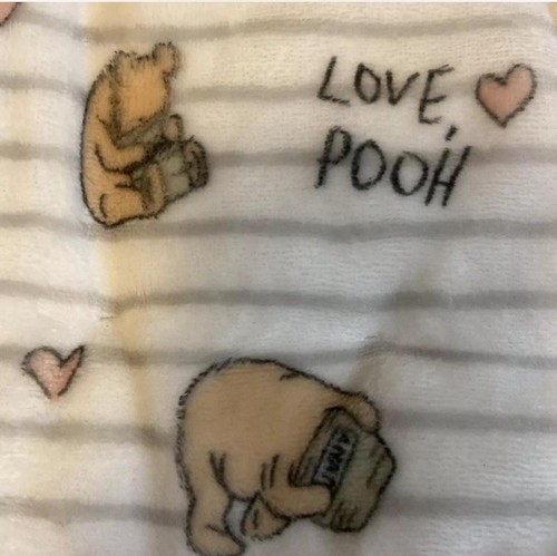 Pooh Bear Collection White Striped Love Pooh Baby Blanket 30x40” - Picture 12 of 16