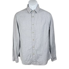 Goodfellow  Co Standard Fit Button Down Shirt Men Medium White Blue Striped L/S