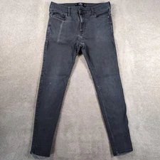Hollister California Super Skinny Jeans Mens 34X32 Black Denim Advanced Stretch