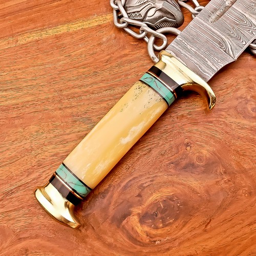 CUSTOM Handmade DAMASCUS STEEL KNIFE Hunting Knife Bowie KNIFE W/SHEATH -IS-4987 - Picture 6 of 10