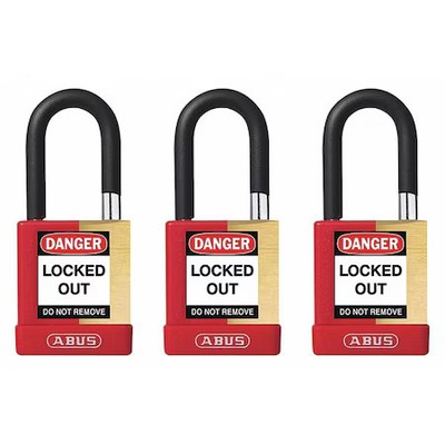 Abus 20148 Keyed Padlock, Open, Rectangular Steel Body, Hardened Steel Shackle,