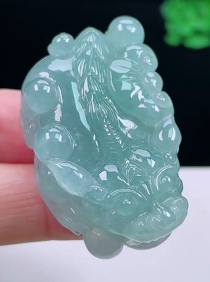 Certified 100% Natural Icy Jadeite Jade Pendant PiXiu 0628