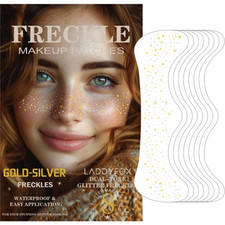 8 Pcs Gold Face Makeup Patches, Gold and Silver Glitter Freckles Face Tattoo, Gl
