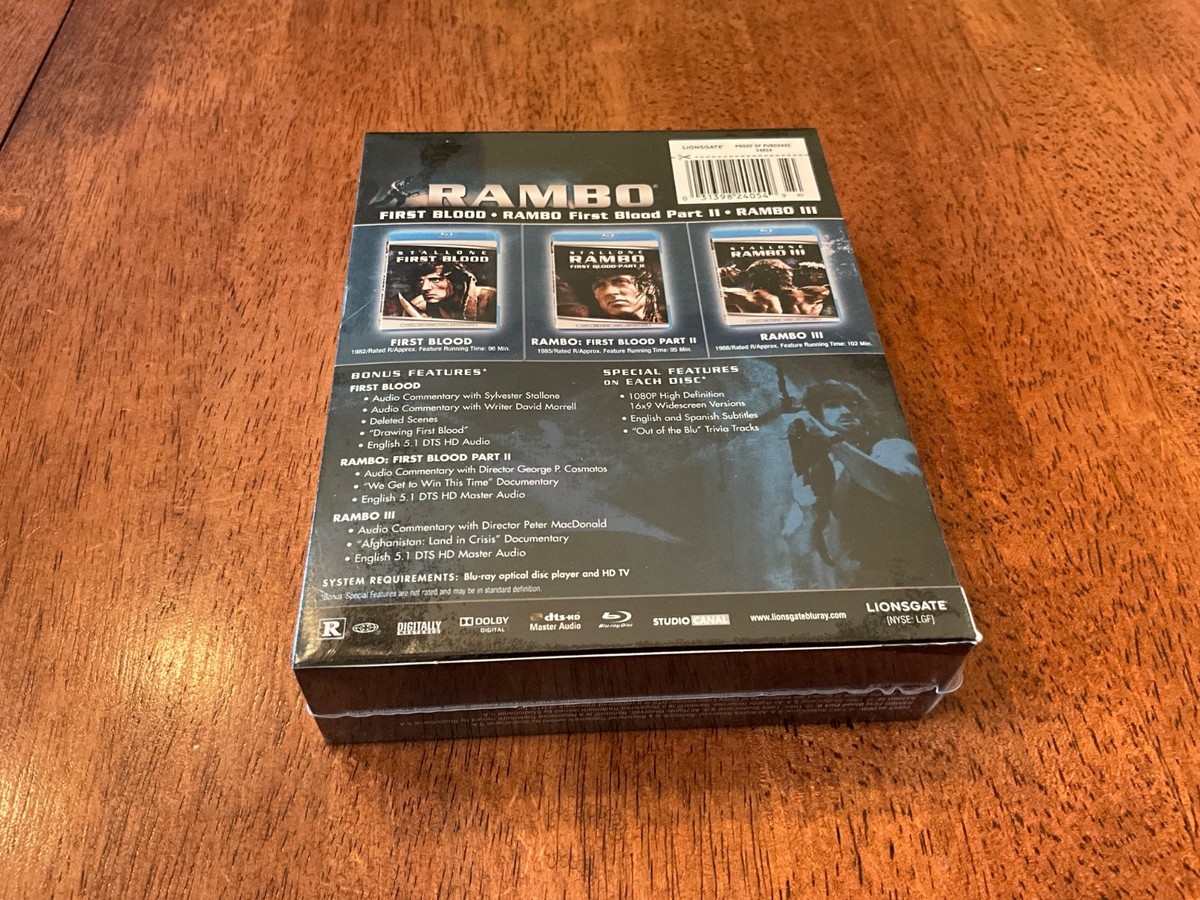 Rambo Trilogy Blu Ray Box Set 3-Disc Set First Blood Stallone