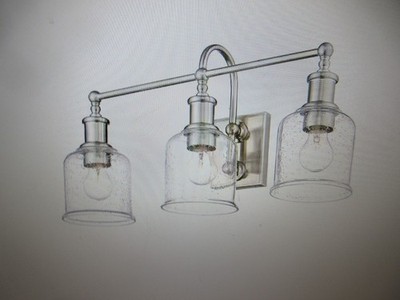 Z-Lite Bryant 24 in. 3-Light Brushed Nickel Vanity Light with Glass Shade