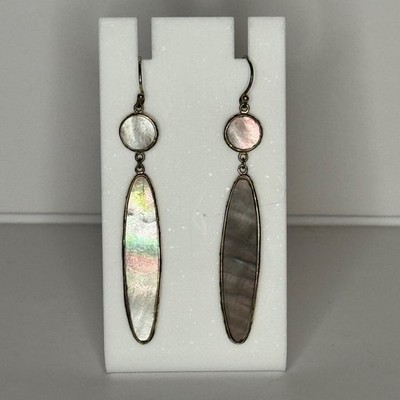Vermeil Gray Mother of Pearl Earrings Mermaid Core Dangle Drop Sterling Silver