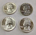 1964-D+P Mints AU Washington Quarters 90% Silver Coins Lot (Set of 4) #W100