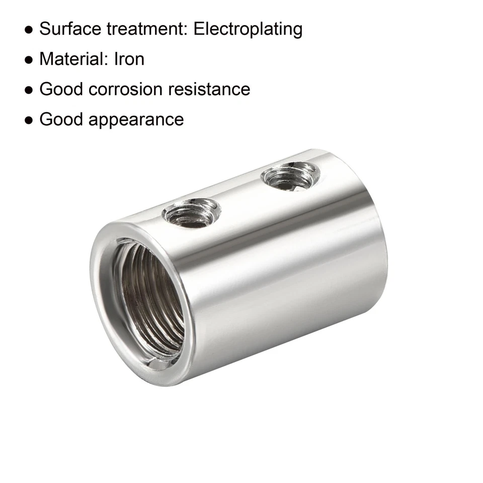 4x Runde Überwurfmutter M10 M4 Gewindehülse Stehbolzen Rohrverbinder Silber Ton - Bild 4 von 4