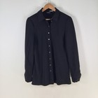 Country Road womens button up shirt size 10 black long sleeve collar 124707