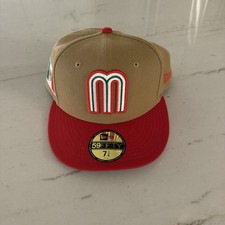 New Era México 59Fifty Sombrero Ajustado Tostado/Rojo Talla 7 1/4 Nuevo Equipo México