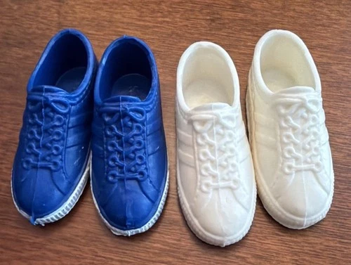 Set Of 2 Vintage Barbie Ken Sneakers Blue and White 1970s Shoes  Korea Stamped.