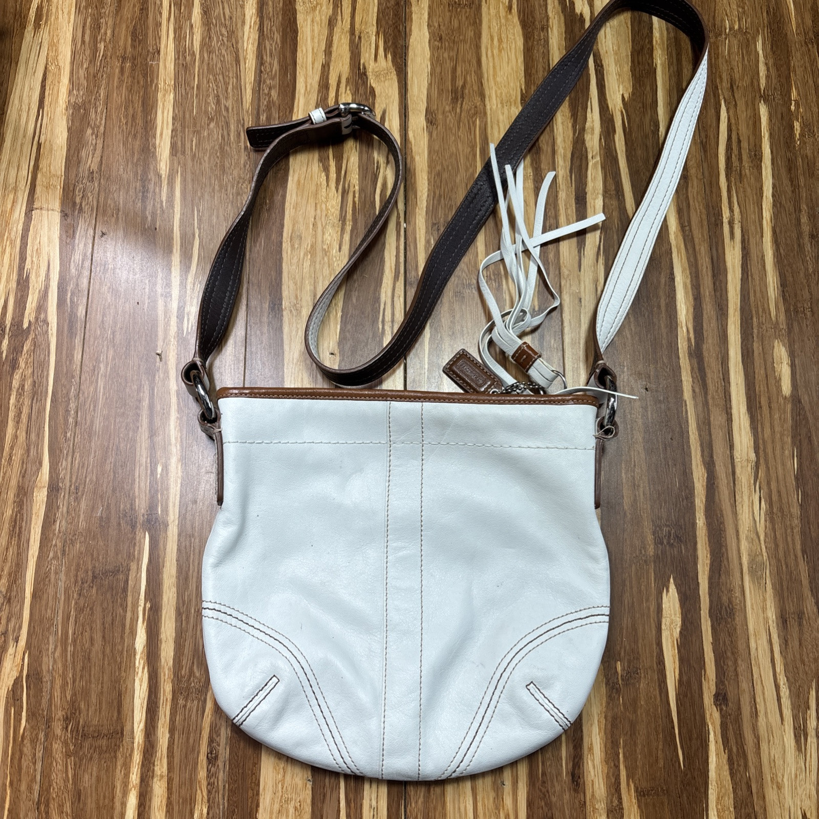 COACH Soho Leather Hobo Shoulder Bag in Ivory Off White  