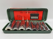 Vintage 9-pc 38 Drive Deep Socket Set Sae Metal Case Taiwan Chrome 6-point Vintage 9-pc 38 Drive Deep Socket Set Sae Metal Case Taiwan Chrome 6-point