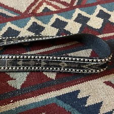 Vintage 60s Beaded Thunderbird Southwestern Style Leather Belt Small/Medium