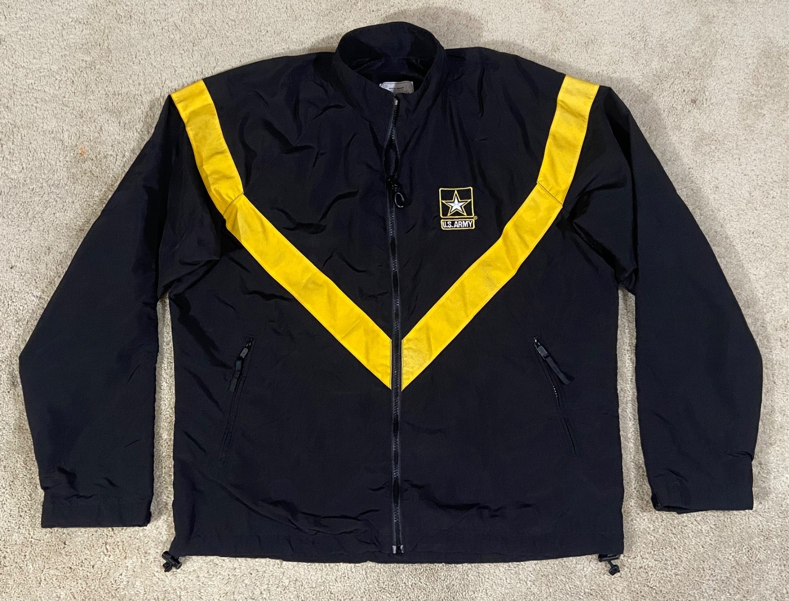 Mens Medium Black Yellow Full Zip Outdoor Mesh Lined
