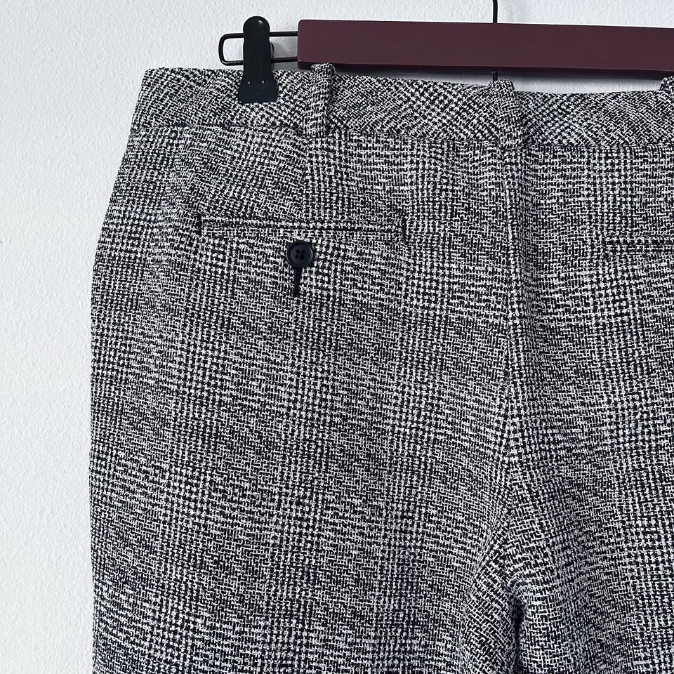 Worthington Ladies 12P Grey Black White Tweed Wide-leg Career Pants Belt Loops - Image 4 of 4