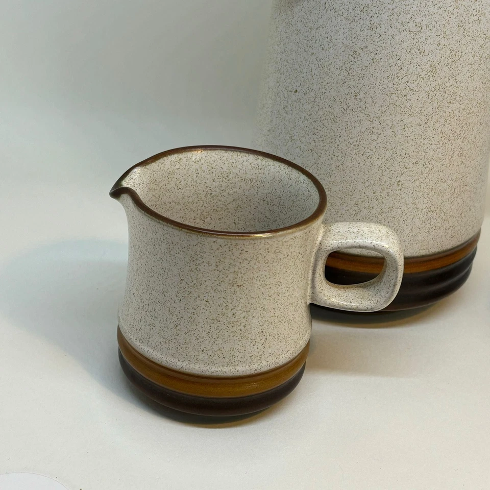 Vintage Denby Stoneware Potter's Wheel COFFEE POT CREAMER SUGAR BOWL - 1970s - Image 3 of 4
