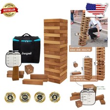 Giant Stacking Blocks Game 54pc Wood Tower, Family Party Outdoor