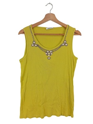 AMBIENTE Tanktop Damen Top Gr. DE 42 blassgelb-silberfarben Casual-Look