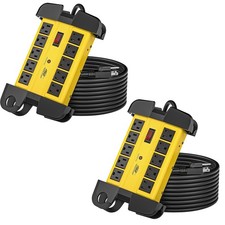  2-PACK 10-Outlets Heavy Duty Power Strip Metal 2800J Surge Protector 15ft Cord