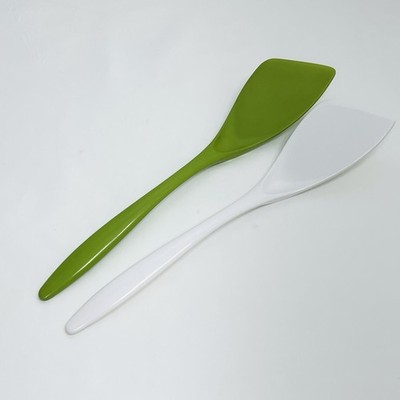 Vintage Melamine Spatula Flipper Set of 2 Avocado Green White Hutzler Mepal