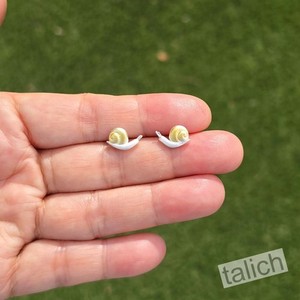 Authentic Gold Plated 925 Sterling Silver Small Snail Stud Earrings Lightweight Unique Fun