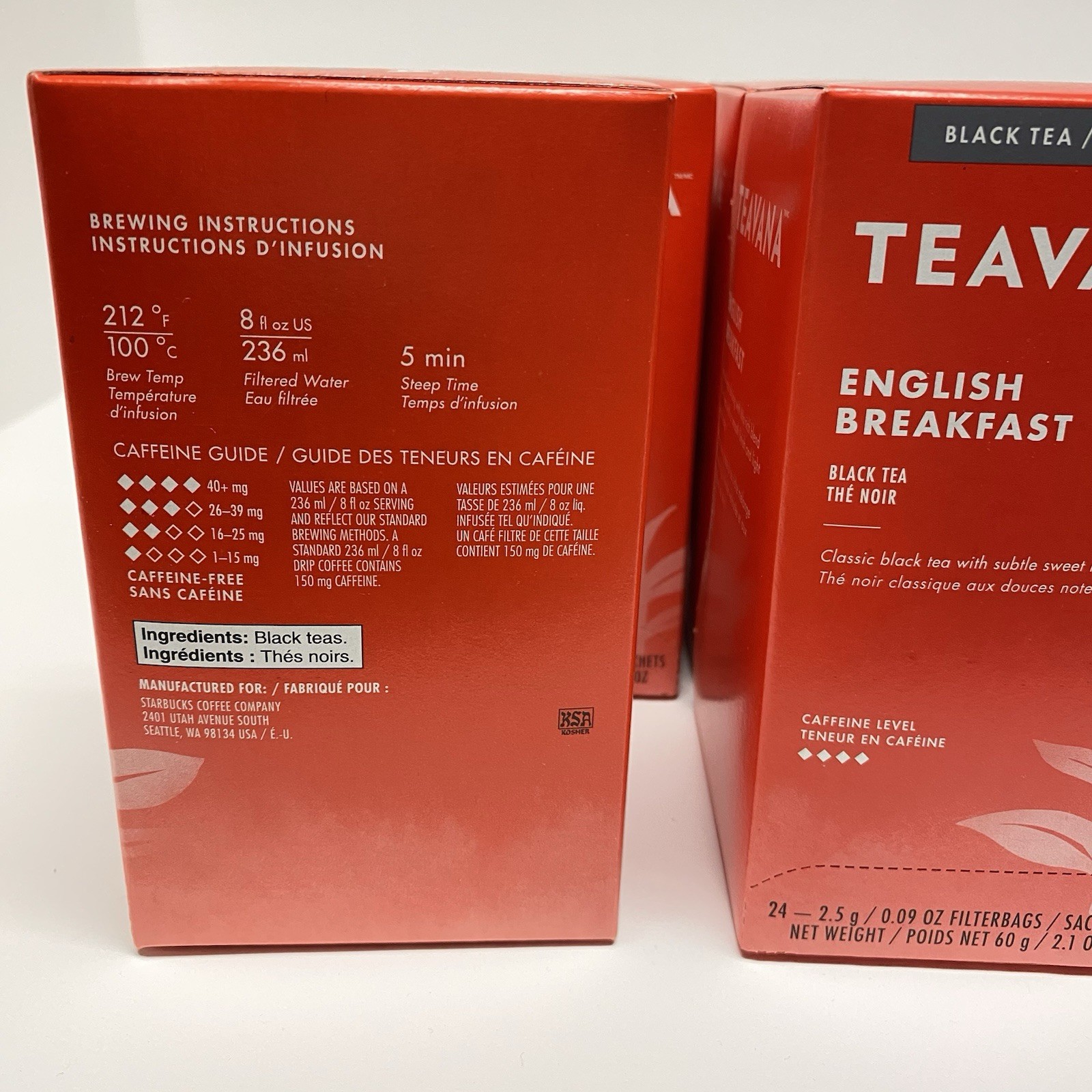Teavana Starbucks English Breakfast Tea Black Tea Bags (4 Pack) 24 Each BB: 2027