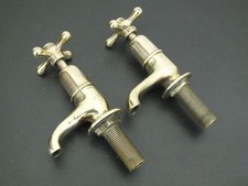 VINTAGE PAIR BRASS HOT & COLD SINK TAPS BY SHANKS 3/4" DIA THREAD
