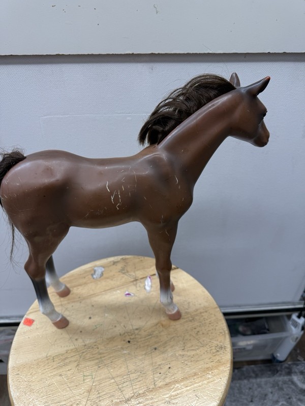 Horse Doll 12” Standing Foal Brown Pre-owned Unbranded
