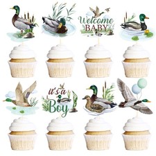 40PCS Mallard Duck Baby Shower Cupcake Toppers Party Decorations
