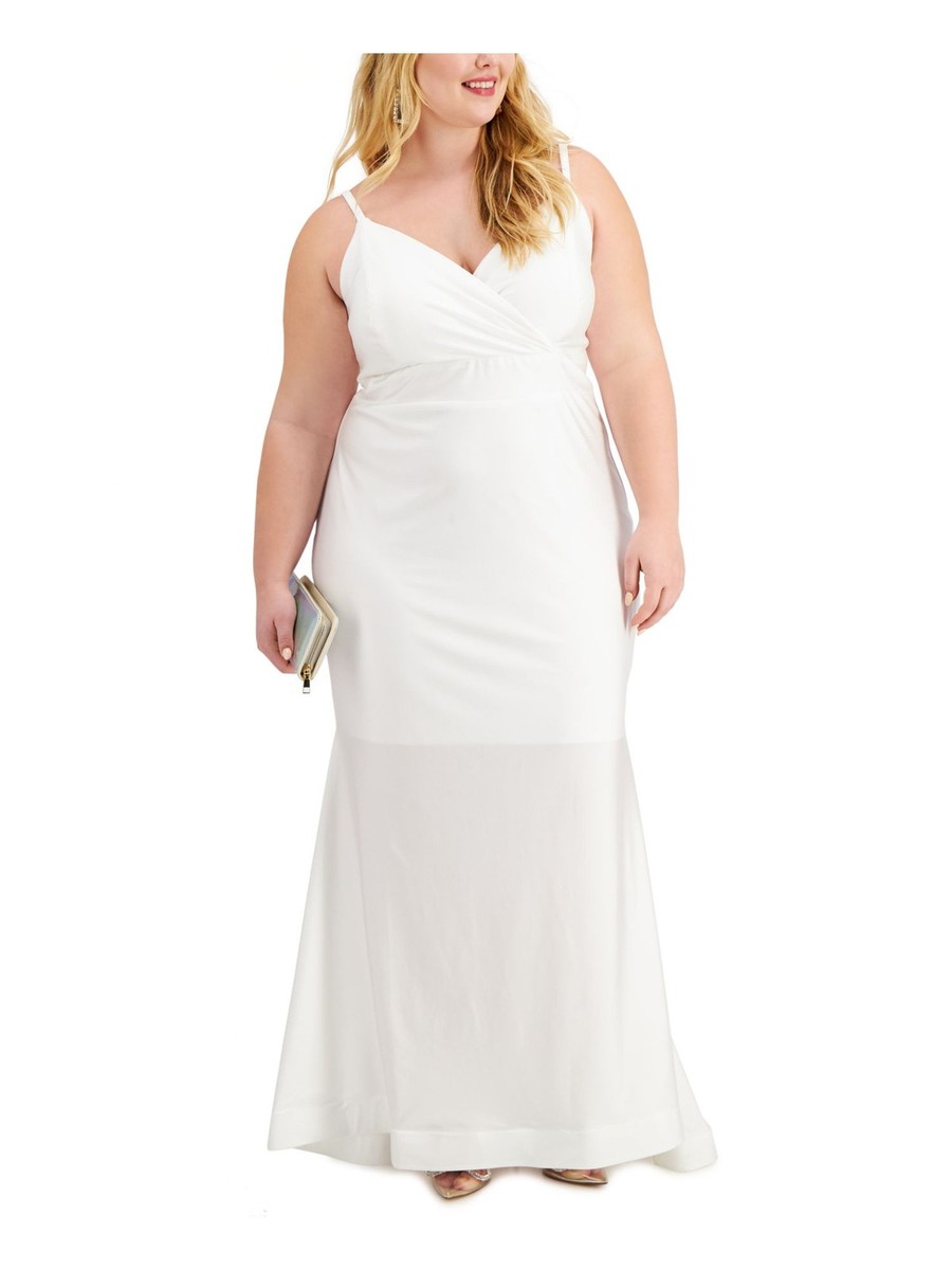 MORGAN & CO Womens White Spaghetti Strap Fit + Flare Dress Plus 16W | eBay