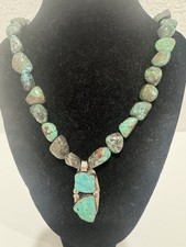 Estate Native Am�rican J Dabbs Nickel Silver Turquoise Pendant TurquoiseNecklace