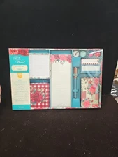 NIB Pioneer Woman Cheerful Rose Patchwork Stationary Gift Set Magnets Notepad