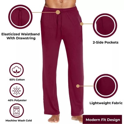 BLUE ICE MEN'S MODERN FIT CLASSIC LOUNGE PANTS - SIZE: MEN XL - BURGUNDY