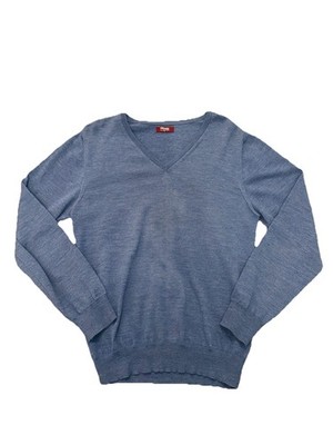 T.M Lewin Herren Pulli Pullover Blau V-Ausschnitt 100% Merino Wolle Gr S