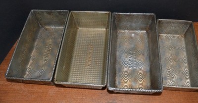 VTG OVENEX Loaf Pans (4) Starburst Waffle tin N7 & N2