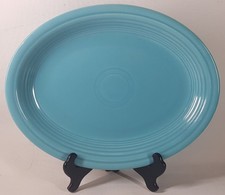 Vintage HLC Fiestaware Fiesta USA 1936-69 Large Turquoise Oval Platter Plate 12½