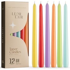 12 PCS 10 Inch Colorful Spring Taper Candles Unscented 6 Hour Burn Decor