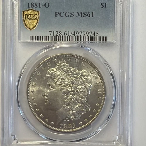 1881-O PCGS MS-61 MORGAN SILVER DOLLAR, GOLD SHIELD