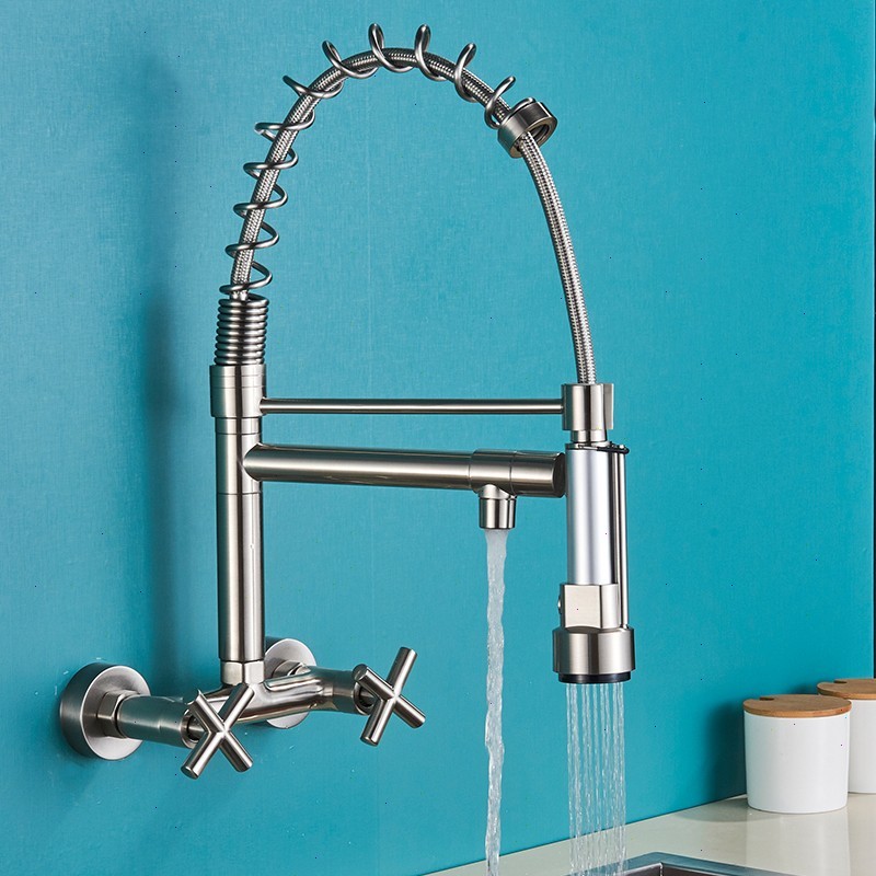 Grifo de cocina grifo de pared ducha 360° grifo cocina mezclador acero inoxidable