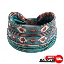 Boho Turquoise Tribal Print Wide Knot Headband