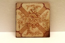 Antique Johnson Bros England Brown Transfer Tile Victorian Crossed Ribbon Floral
