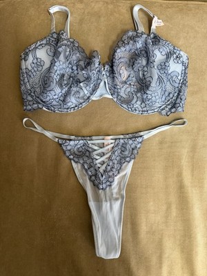 Victorias secret dream angels push up without padding bra thong Set Blue 40D/XL